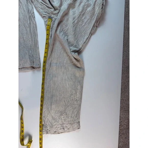 Briggs Linen Blend Straight Leg Pants Beige Elastic Waist Size L 1760053 - Picture 6 of 7